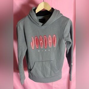 Kids Nike Grey Hoodie with Red Jordan Graphic Size L/12/13yrs
